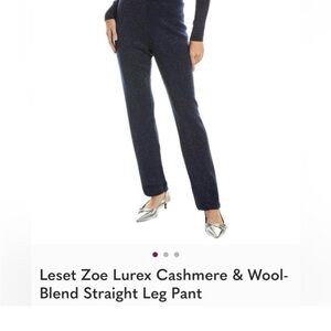 LESET Zoe Lurex Cashmere & Wool-Blend Pants - Navy new with tags